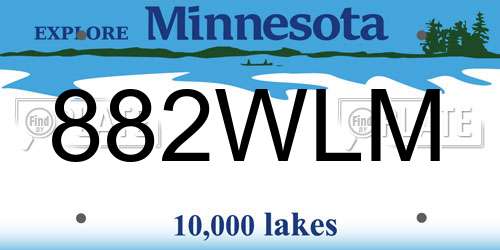 882WLM Minnesota License Plate