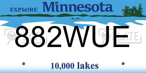 882WUE Minnesota License Plate
