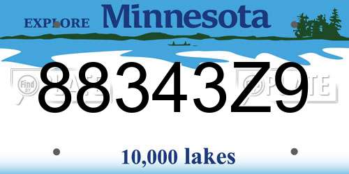 88343Z9 Minnesota License Plate
