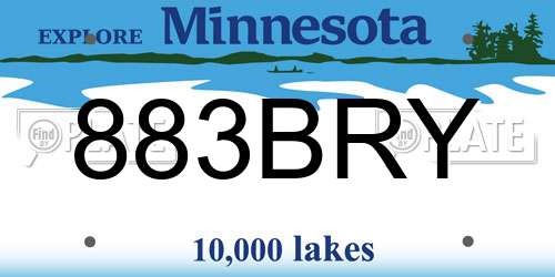 883BRY Minnesota License Plate
