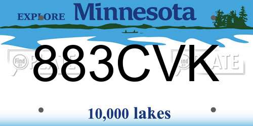 883CVK Minnesota License Plate