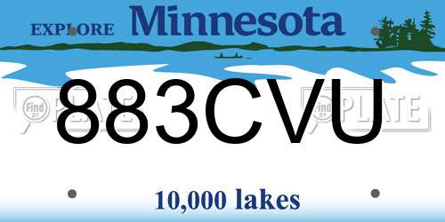 883CVU Minnesota License Plate