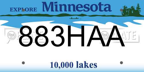 883HAA Minnesota License Plate