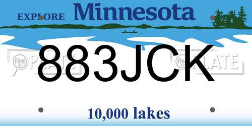 883JCK Minnesota License Plate