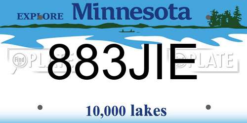883JIE Minnesota License Plate