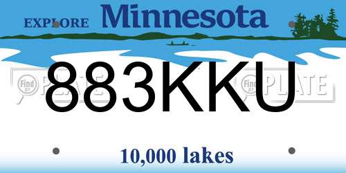 883KKU Minnesota License Plate