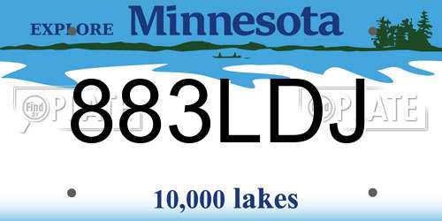 883LDJ Minnesota License Plate