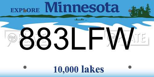 883LFW Minnesota License Plate