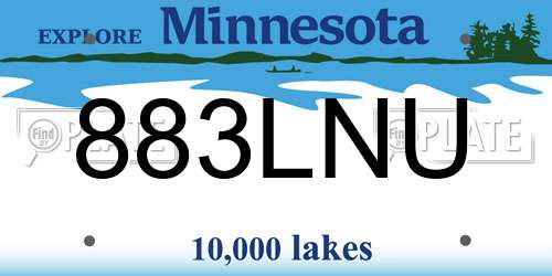 883LNU Minnesota License Plate
