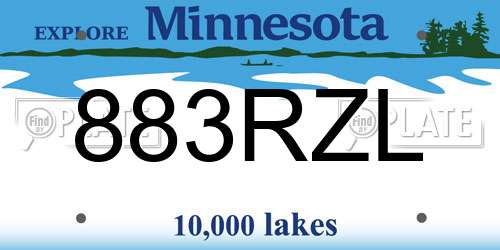 883RZL Minnesota License Plate