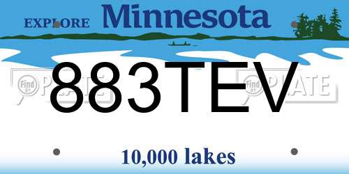 883TEV Minnesota License Plate