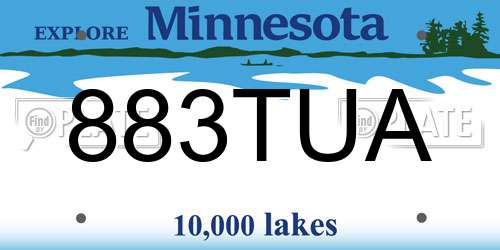 883TUA Minnesota License Plate