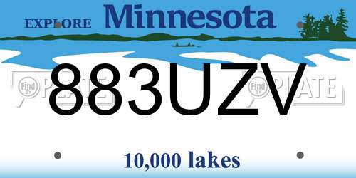 883UZV Minnesota License Plate