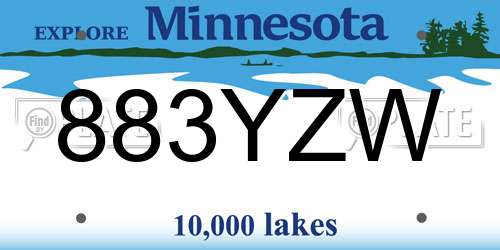 883YZW Minnesota License Plate