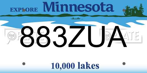 883ZUA Minnesota License Plate