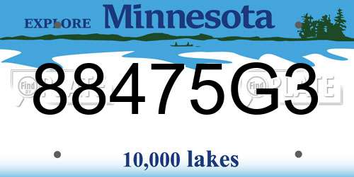 88475G3 Minnesota License Plate