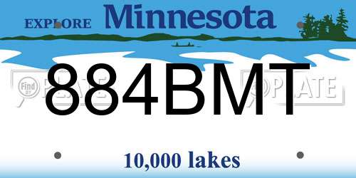 884BMT Minnesota License Plate