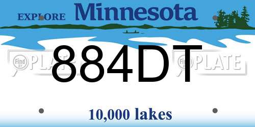 884DT Minnesota License Plate