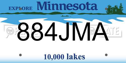 884JMA Minnesota License Plate