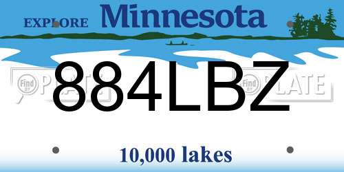 884LBZ Minnesota License Plate
