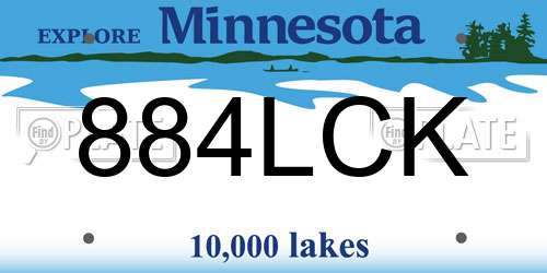 884LCK Minnesota License Plate