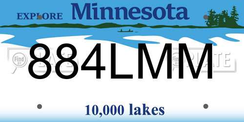 884LMM Minnesota License Plate