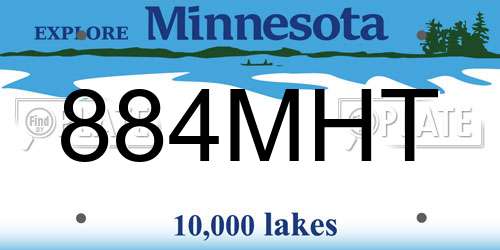 884MHT Minnesota License Plate