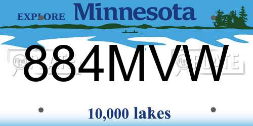 884MVW Minnesota License Plate