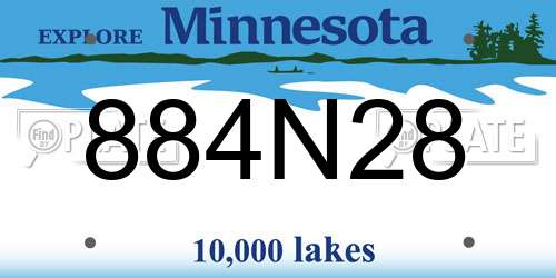 884N28 Minnesota License Plate