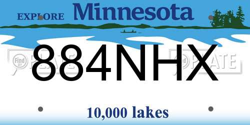 884NHX Minnesota License Plate