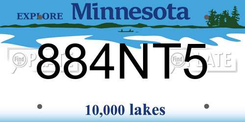 884NT5 Minnesota License Plate