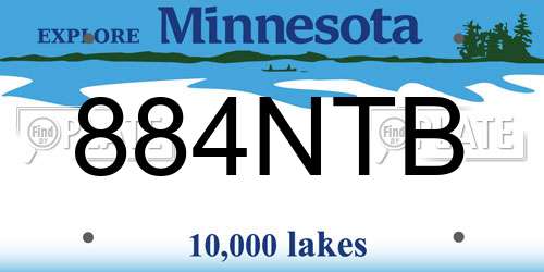 884NTB Minnesota License Plate