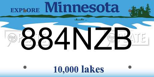 884NZB Minnesota License Plate