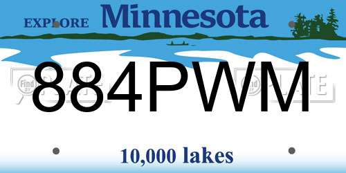 884PWM Minnesota License Plate