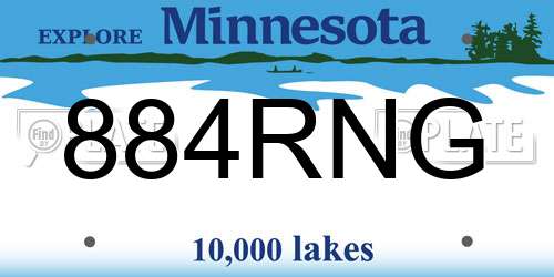 884RNG Minnesota License Plate