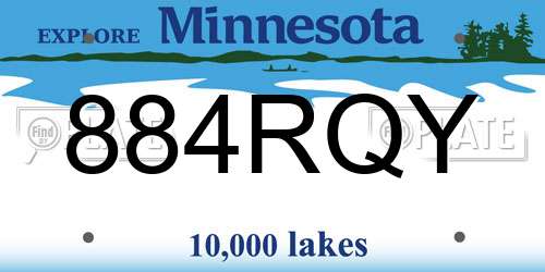 884RQY Minnesota License Plate
