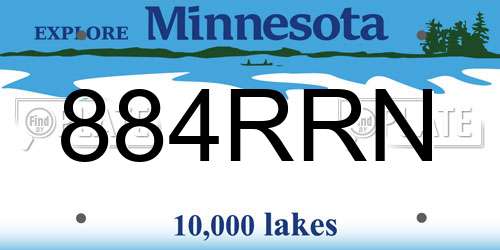 884RRN Minnesota License Plate