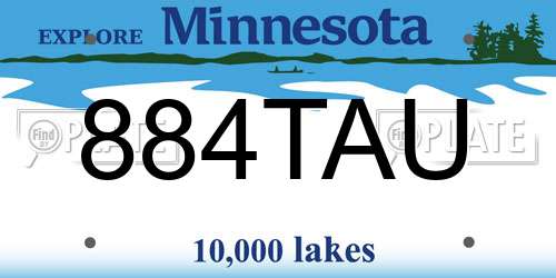 884TAU Minnesota License Plate