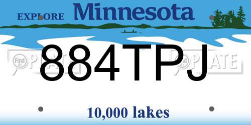 884TPJ Minnesota License Plate