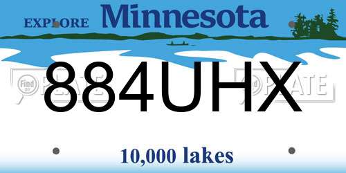 884UHX Minnesota License Plate