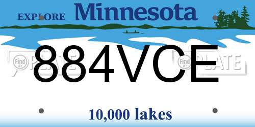 884VCE Minnesota License Plate