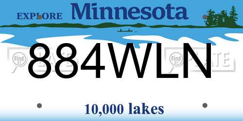 884WLN Minnesota License Plate