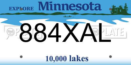 884XAL Minnesota License Plate