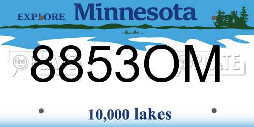8853OM Minnesota License Plate