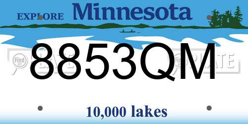 8853QM Minnesota License Plate