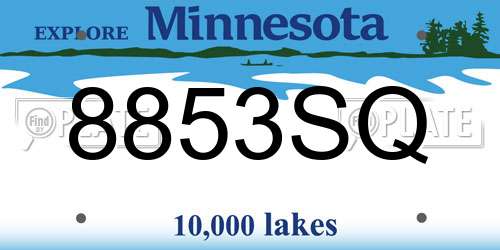 8853SQ Minnesota License Plate
