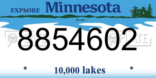 8854602 Minnesota License Plate