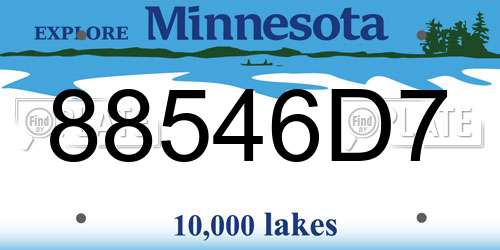 88546D7 Minnesota License Plate