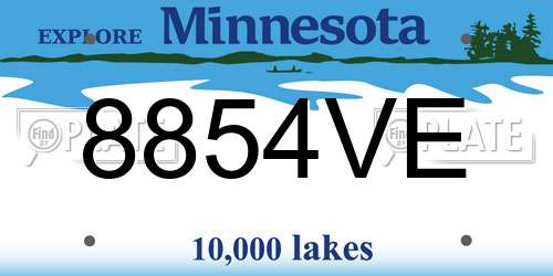 8854VE Minnesota License Plate