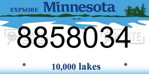 8858034 Minnesota License Plate